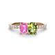 1 - Galina 7x5 mm Emerald Cut Pink Sapphire and 8x6 mm Oval Peridot 2 Stone Duo Ring 