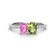 1 - Galina 7x5 mm Emerald Cut Pink Sapphire and 8x6 mm Oval Peridot 2 Stone Duo Ring 