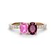 1 - Galina 7x5 mm Emerald Cut Pink Sapphire and 8x6 mm Oval Rhodolite Garnet 2 Stone Duo Ring 