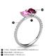 6 - Galina 7x5 mm Emerald Cut Pink Sapphire and 8x6 mm Oval Rhodolite Garnet 2 Stone Duo Ring 