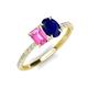 5 - Galina 7x5 mm Emerald Cut Pink Sapphire and 8x6 mm Oval Blue Sapphire 2 Stone Duo Ring 