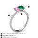 6 - Galina 7x5 mm Emerald Cut Pink Sapphire and 8x6 mm Oval Emerald 2 Stone Duo Ring 
