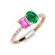5 - Galina 7x5 mm Emerald Cut Pink Sapphire and 8x6 mm Oval Emerald 2 Stone Duo Ring 
