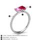 6 - Galina 7x5 mm Emerald Cut Pink Sapphire and 8x6 mm Oval Ruby 2 Stone Duo Ring 