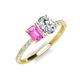 5 - Galina 7x5 mm Emerald Cut Pink Sapphire and IGI Certified 8x6 mm Oval Lab Grown Diamond 2 Stone Duo Ring 
