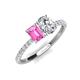 5 - Galina 7x5 mm Emerald Cut Pink Sapphire and GIA Certified 8x6 mm Oval Diamond 2 Stone Duo Ring 