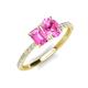 5 - Galina 7x5 mm Emerald Cut and 8x6 mm Oval Pink Sapphire 2 Stone Duo Ring 