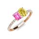 5 - Galina 7x5 mm Emerald Cut Pink Sapphire and 8x6 mm Oval Yellow Sapphire 2 Stone Duo Ring 