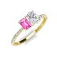 5 - Galina 7x5 mm Emerald Cut Pink Sapphire and 8x6 mm Oval White Sapphire 2 Stone Duo Ring 