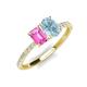 5 - Galina 7x5 mm Emerald Cut Pink Sapphire and 8x6 mm Oval Aquamarine 2 Stone Duo Ring 