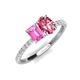 5 - Galina 7x5 mm Emerald Cut Pink Sapphire and 8x6 mm Oval Pink Tourmaline 2 Stone Duo Ring 