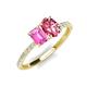 5 - Galina 7x5 mm Emerald Cut Pink Sapphire and 8x6 mm Oval Pink Tourmaline 2 Stone Duo Ring 
