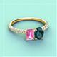 4 - Galina 7x5 mm Emerald Cut Pink Sapphire and 8x6 mm Oval London Blue Topaz 2 Stone Duo Ring 