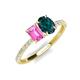 5 - Galina 7x5 mm Emerald Cut Pink Sapphire and 8x6 mm Oval London Blue Topaz 2 Stone Duo Ring 