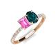 5 - Galina 7x5 mm Emerald Cut Pink Sapphire and 8x6 mm Oval London Blue Topaz 2 Stone Duo Ring 