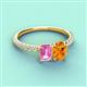 4 - Galina 7x5 mm Emerald Cut Pink Sapphire and 8x6 mm Oval Citrine 2 Stone Duo Ring 