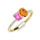 5 - Galina 7x5 mm Emerald Cut Pink Sapphire and 8x6 mm Oval Citrine 2 Stone Duo Ring 