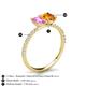 6 - Galina 7x5 mm Emerald Cut Pink Sapphire and 8x6 mm Oval Citrine 2 Stone Duo Ring 