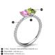6 - Galina 7x5 mm Emerald Cut Pink Sapphire and 8x6 mm Oval Peridot 2 Stone Duo Ring 