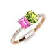 5 - Galina 7x5 mm Emerald Cut Pink Sapphire and 8x6 mm Oval Peridot 2 Stone Duo Ring 