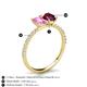 6 - Galina 7x5 mm Emerald Cut Pink Sapphire and 8x6 mm Oval Rhodolite Garnet 2 Stone Duo Ring 