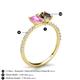 6 - Galina 7x5 mm Emerald Cut Pink Sapphire and 8x6 mm Oval Smoky Quartz 2 Stone Duo Ring 