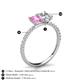 6 - Galina 7x5 mm Emerald Cut Pink Sapphire and GIA Certified 8x6 mm Oval Diamond 2 Stone Duo Ring 