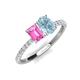 5 - Galina 7x5 mm Emerald Cut Pink Sapphire and 8x6 mm Oval Aquamarine 2 Stone Duo Ring 