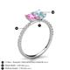 6 - Galina 7x5 mm Emerald Cut Pink Sapphire and 8x6 mm Oval Aquamarine 2 Stone Duo Ring 