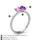 6 - Galina 7x5 mm Emerald Cut Pink Sapphire and 8x6 mm Oval Amethyst 2 Stone Duo Ring 