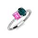 5 - Galina 7x5 mm Emerald Cut Pink Sapphire and 8x6 mm Oval London Blue Topaz 2 Stone Duo Ring 