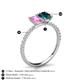 6 - Galina 7x5 mm Emerald Cut Pink Sapphire and 8x6 mm Oval London Blue Topaz 2 Stone Duo Ring 