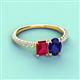 4 - Galina 7x5 mm Emerald Cut Ruby and 8x6 mm Oval Blue Sapphire 2 Stone Duo Ring 