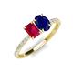 5 - Galina 7x5 mm Emerald Cut Ruby and 8x6 mm Oval Blue Sapphire 2 Stone Duo Ring 