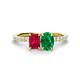 1 - Galina 7x5 mm Emerald Cut Ruby and 8x6 mm Oval Emerald 2 Stone Duo Ring 