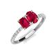 5 - Galina 7x5 mm Emerald Cut and Oval Ruby 2 Stone Duo Ring 