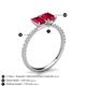 6 - Galina 7x5 mm Emerald Cut and Oval Ruby 2 Stone Duo Ring 