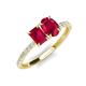 5 - Galina 7x5 mm Emerald Cut and Oval Ruby 2 Stone Duo Ring 