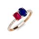 5 - Galina 7x5 mm Emerald Cut Ruby and 8x6 mm Oval Blue Sapphire 2 Stone Duo Ring 