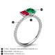 6 - Galina 7x5 mm Emerald Cut Ruby and 8x6 mm Oval Emerald 2 Stone Duo Ring 