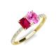 5 - Galina 7x5 mm Emerald Cut Ruby and 8x6 mm Oval Pink Sapphire 2 Stone Duo Ring 
