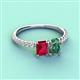 4 - Galina 7x5 mm Emerald Cut Ruby and 8x6 mm Oval Lab Created Alexandrite 2 Stone Duo Ring 