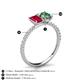 6 - Galina 7x5 mm Emerald Cut Ruby and 8x6 mm Oval Lab Created Alexandrite 2 Stone Duo Ring 