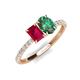 5 - Galina 7x5 mm Emerald Cut Ruby and 8x6 mm Oval Lab Created Alexandrite 2 Stone Duo Ring 