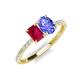 5 - Galina 7x5 mm Emerald Cut Ruby and 8x6 mm Oval Tanzanite 2 Stone Duo Ring 