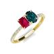 5 - Galina 7x5 mm Emerald Cut Ruby and 8x6 mm Oval London Blue Topaz 2 Stone Duo Ring 