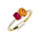 5 - Galina 7x5 mm Emerald Cut Ruby and 8x6 mm Oval Citrine 2 Stone Duo Ring 