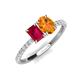 5 - Galina 7x5 mm Emerald Cut Ruby and 8x6 mm Oval Citrine 2 Stone Duo Ring 