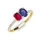 5 - Galina 7x5 mm Emerald Cut Ruby and 8x6 mm Oval Iolite 2 Stone Duo Ring 