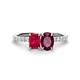 1 - Galina 7x5 mm Emerald Cut Ruby and 8x6 mm Oval Rhodolite Garnet 2 Stone Duo Ring 